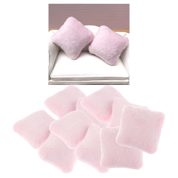 2x10x Bløde Puder Puder Til Dukkehussofa Miniaturemøbler 4x4cm Lyserød