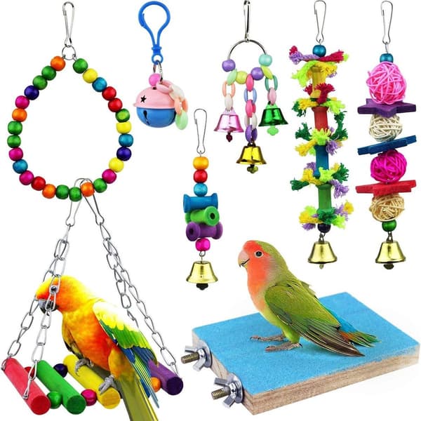 Parrot Toy, Swing, Chew, Hanging Bell, Cage Hammock, KLB