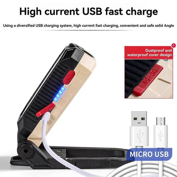 COB Work Light USB Rechargeable Work Lamp Portable Magnetic Hanging Lamp Emergency Light for Outdoor Camping B