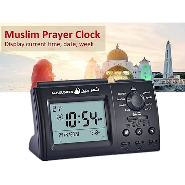 Azan Prayer Clock Automatic Islamic Prayer Reminder Clock Muslim Digital Table Clock for Church Home Temperature