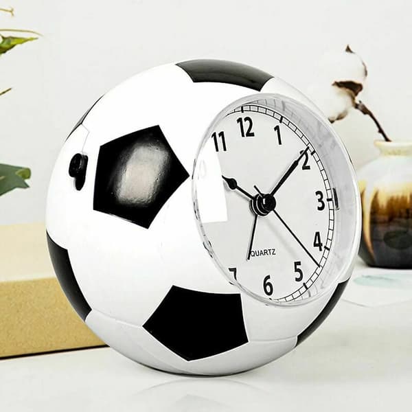 Football Theme Home Decor Clock, Silent Alarm Clock with Night Light and Snooze Function, Desk Clock with Arabic Numerals and Touch Function