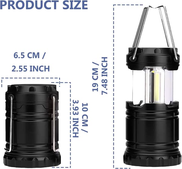 2 x Bærbar LED Campinglykt med Sammenleggbar Krok, Teltlamper
