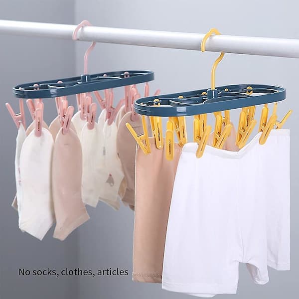 2-pack Drying Rack, Clothes Dryer, Plastic Drying Rack with 12 Clips, Portable Drying Rack