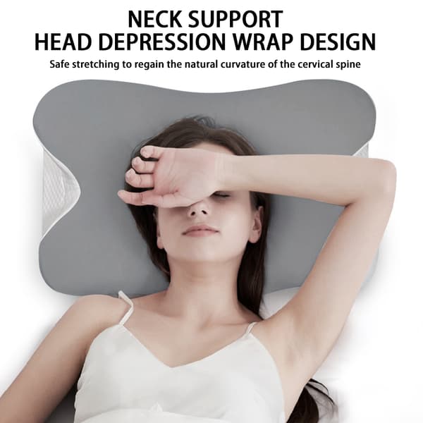 Cervical Memorys Foam Puder Side Sleeper Pude Til Nakkesmerter Multifunktionel Afslapning Nakkepude Grå Grey