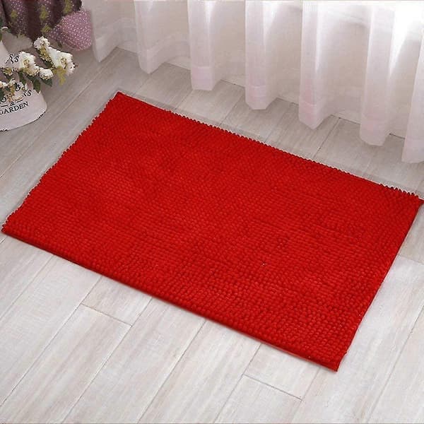 Julebadeværelsesmåtte Absorberende Skridsikker Mikrofiber Chenille Måtte, rød (40*60)