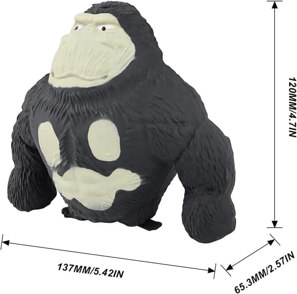 Puristuslelu, 12,5 cm pitkä gorillalelu on mukava koskettaa