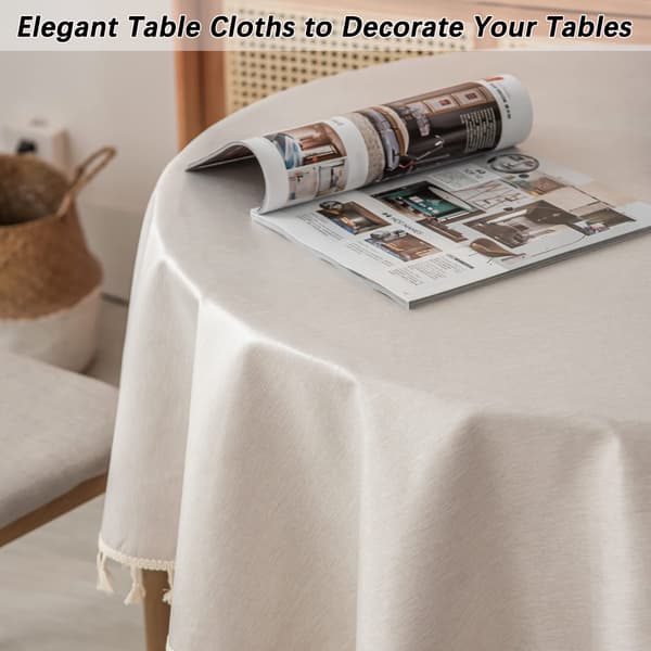 Tablecloth, Waterproof Polyester Fabric Tablecloth, Rectangular, Durable Tablecloth with Tassel for Kitchen, Dining Room, Party, Holiday (140 x 140 cm, Grey)