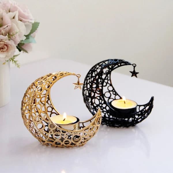 Eid Decoration Candlestick Moon Shaped Candle Holder