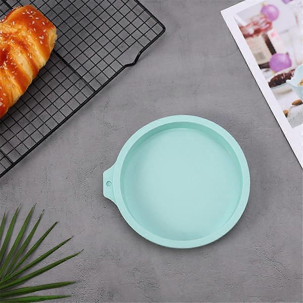 4 stk Silikon Bakeform Rund Kakeform Sett Silikon Bakeform for Bakeverktøy Regnbuekake og Mousse, Blå, 6 tommer