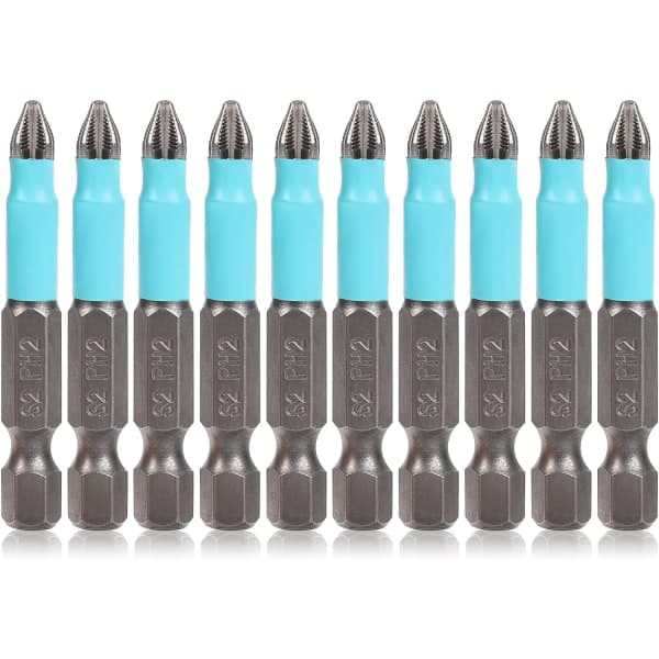 10 stk Phillips Skruetrækkerbits med Magnetisk Phillips Skruetrækkerbitsæt Ph2 Phillips Bitsæt, 1/4 tomme Hex Skaft 2 tommer/50 mm