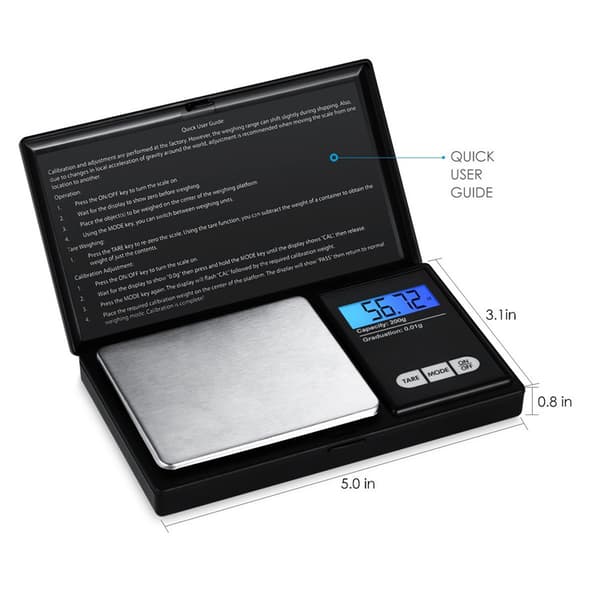 Precision Scale 500g/0.01g Kitchen Scale (7 Units), Tare Function DXGHC