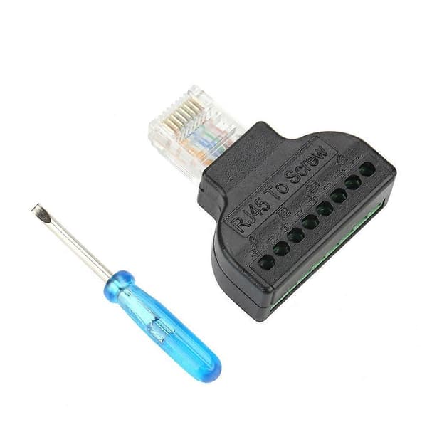 2 stk RJ45 han til 8-pin AV skrueterminal adapterblok konverterstik CCTV