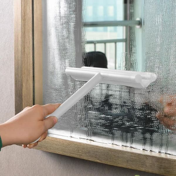 Window Squeegee with Extendable Handle, Comfortable Grip, PP/TPE Material, Shower Squeegee with Suction Cup, Silicone Squeegee for Shower Doors