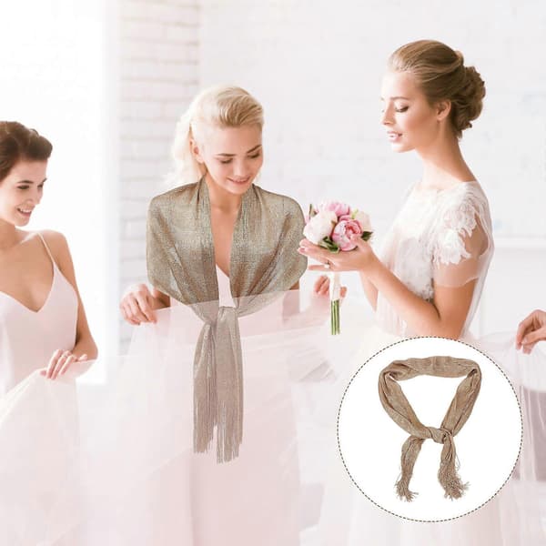 Gyllent skjerf i polyestersilke Bryllupstilbehør Elegant stil Rynkefritt Multifunksjonelt 1 sett