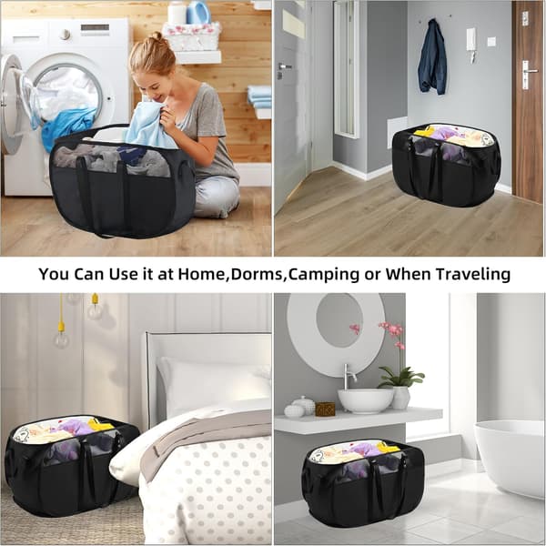 Mesh Laundry Bag, Foldable Laundry Hamper, for Laundry Room, Bathroom or Travel