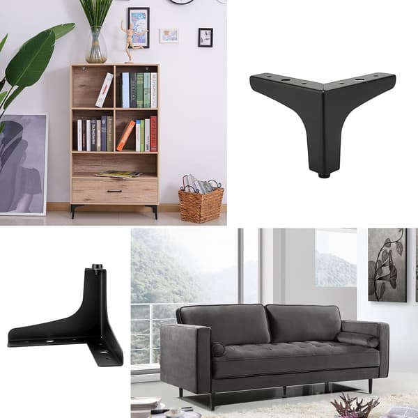 10 cm Metal Sofaben 4 stk Moderne Møbelfødder Sofa Møbelhævere Fødder Ben DIY Møbeludskiftningsfødder til TV-skab Sofa Skab, Sort