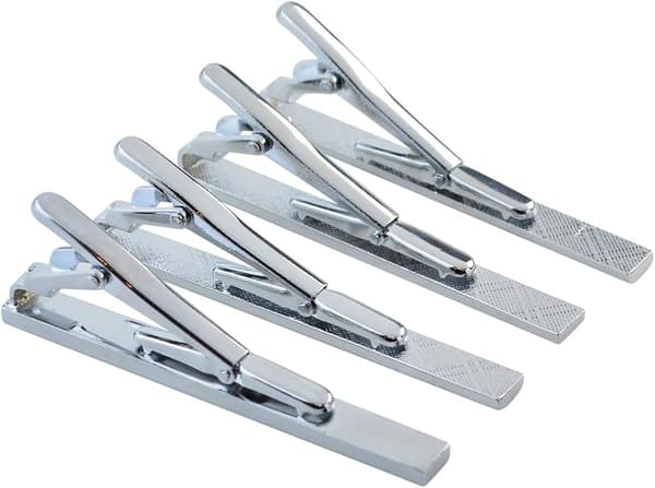 4-pack solmioneuloja, lahja miehille, hopeinen solmioneulasetti
