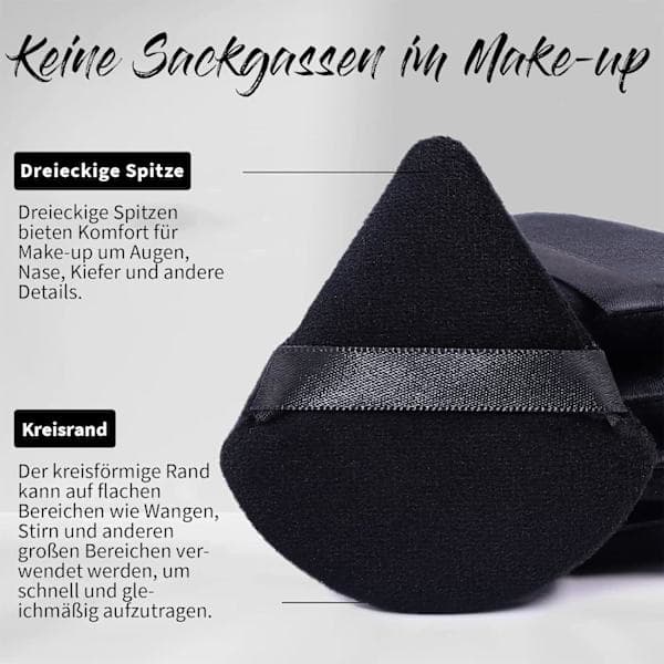Triangular Makeup Powder Puff for Loose Powder and Liquid Makeup, Soft Plush Powder Puff, Makeup Powder Puff, Makeup Tool (6-pack) Black