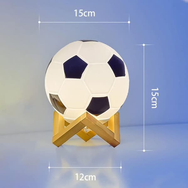 3D Football Lamp, Adjustable Brightness LED Night Light, USB Powered, Warm Light, Small Table Lamp, Solid Wood Base for Bedside Decoration, Hollow Base