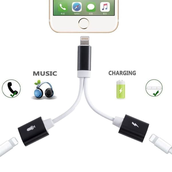 1 i 1 hovedtelefonadapter Lightning-adapter Jack-adapter Kompatibel Sort KLB