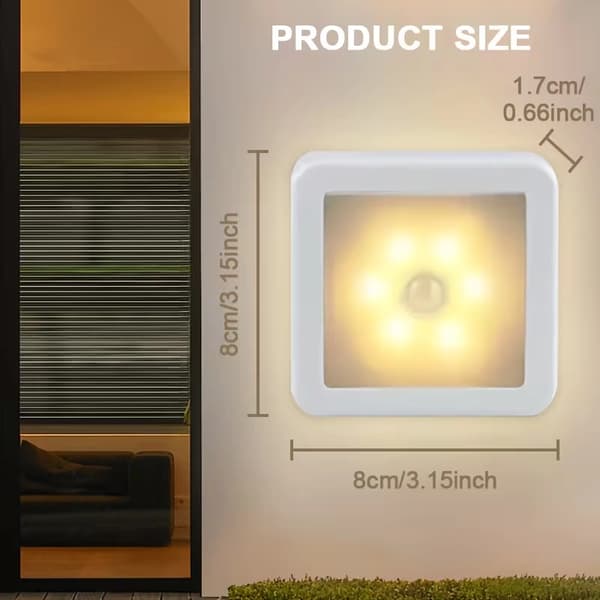 Smart Motion Sensor 6-LED Lamp - Wireless, Automatic On/Off, for Floor/Ceiling/Wall, Ideal for Home, Office, Garage Warm Light Warm Light