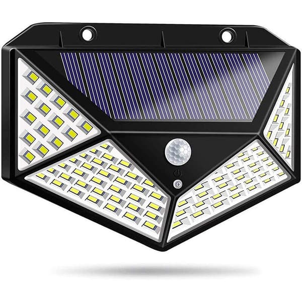 Solcellelampe, 1 stk. 100 LED (sort), egnet til have, udendørs, gård