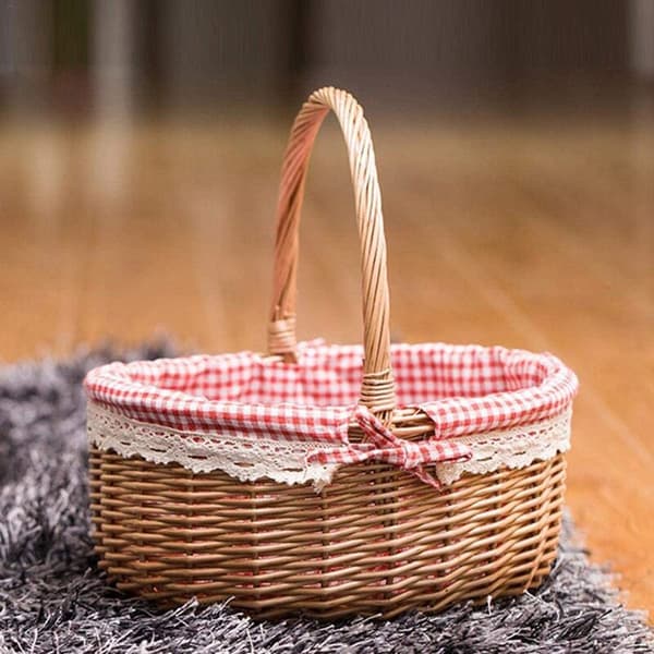 Wicker Basket Gift Basket Empty Oval Woven Willow Picnic Basket with Handle Wedding Basket
