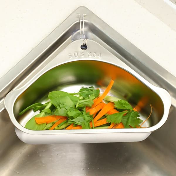 Sink Drain Basket Suction Cup Drain Shelf Triangular Sink Corner Shelf Holder