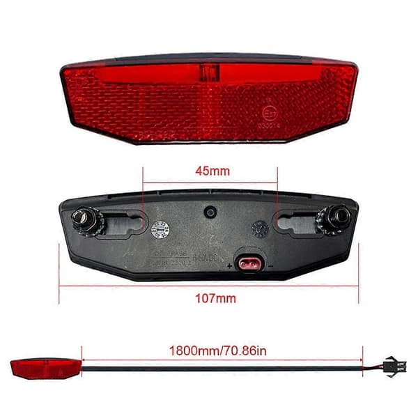 Electric Bicycle Front Rear Light Set 12-72V Ebike Headlight Taillight Connection Cables Kit Cycling