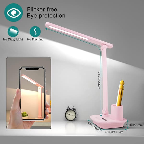 Skrivebordslampe, studiebordslampe med pennholder, sengelampe med Ti