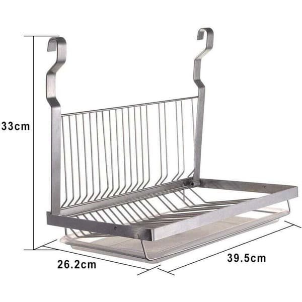 Sammenleggbart oppvaskstativ i rustfritt stål, veggmontert 39,5x26,5x5,5cm