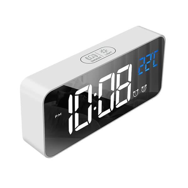 1 st (Silverfärgad) Digital väckarklocka, LED-väckarklocka med S
