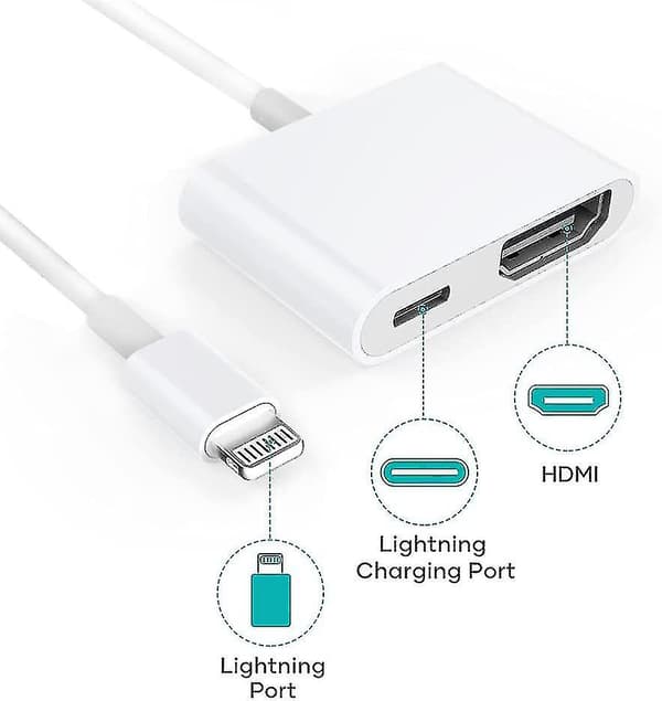 HDMI-sovitin, HDMI-sovitin iPhonelle 1080p Lightning Digital AV -sovitin, HDMI-synkronoitu näyttö HDMI-liitin iPhonelle ja iPadille