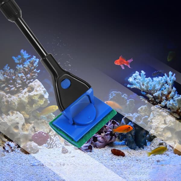 Aquarium Cleaning Tool, Aquarium Cleaning Kit with Adjustable Long Handle, 5 in 1 Tool Including Fish Net, Algae Scraper (Adjustable)