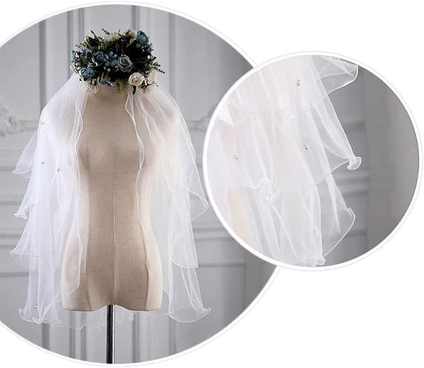 Brud bryllup hodeplagg, bryllup brudeslør med kam 4 lag brudetyllslør bryllup hår tilbehør