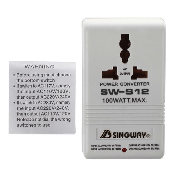 100W 110V/120V til 220V/240V Step-Up&Down Spenningsomformer Transformator Reise Hvit White