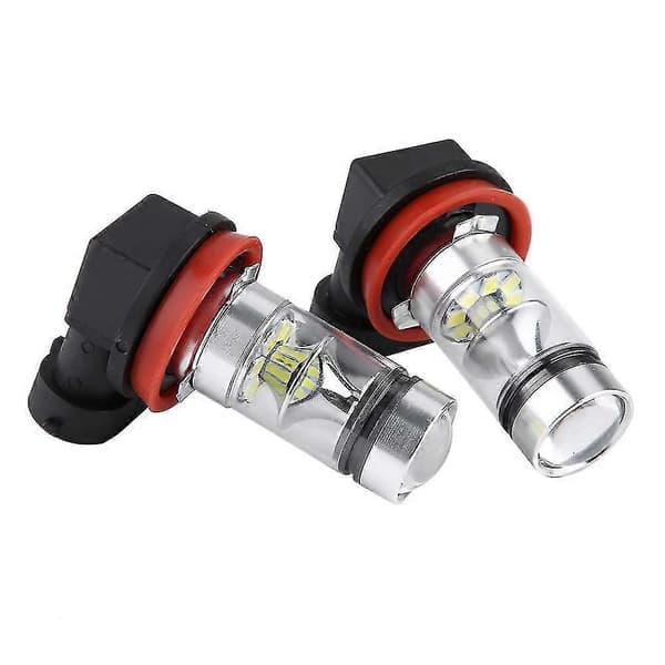 2x H8 H9 H11 6000k Superhvit 100w LED-frontlyssett Tåkelys Bilkjørelys