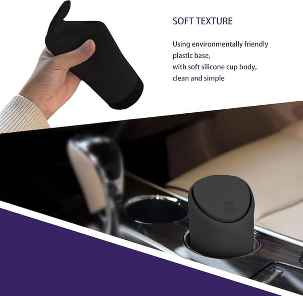 Universal Waterproof Car Trash Can - 1-Pack Black Cylindrical Soft Silicone Automatic Rebound Design - Car Accessories for Storage