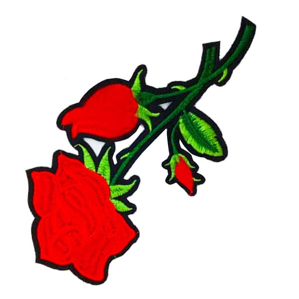 Red Rose Embroidered Patch Cute Advanced Exquisite Floral Iron On Patch for Jackets Clothes Shirts Hats Decoration