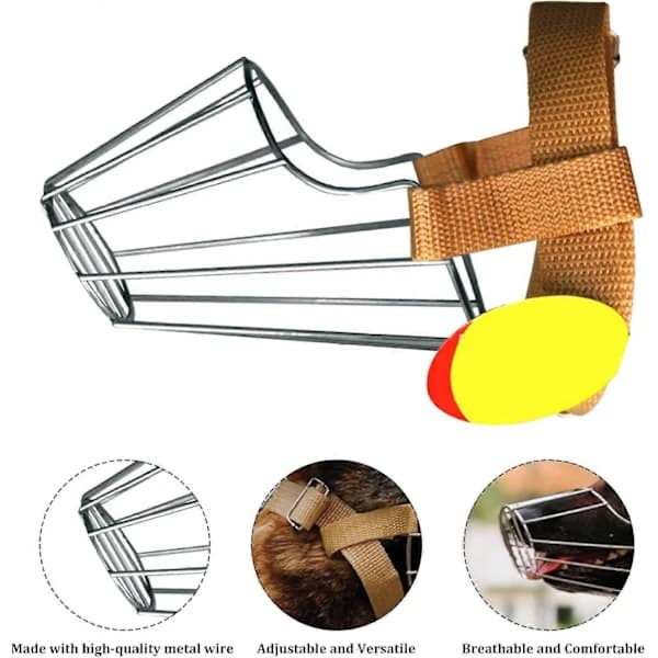 Dog Muzzle Size L Metal Basket Breathable Adjustable Wire Muzzle for