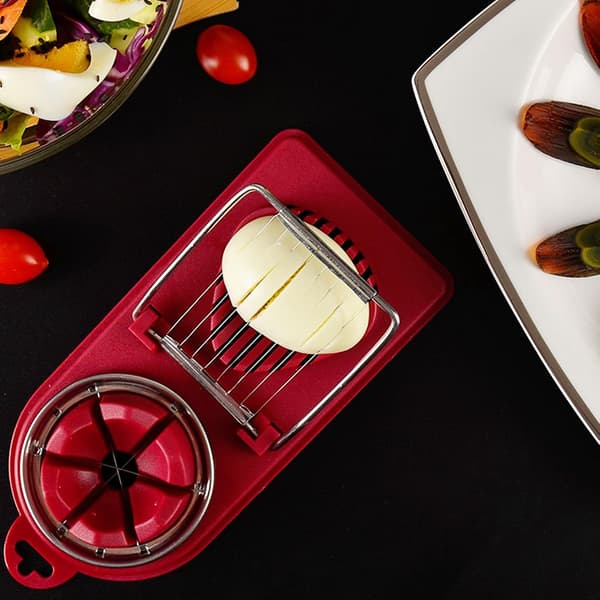 Red Egg Slicer, Egg Slicer for Hard-Boiled Eggs, Egg Slicer Cutter