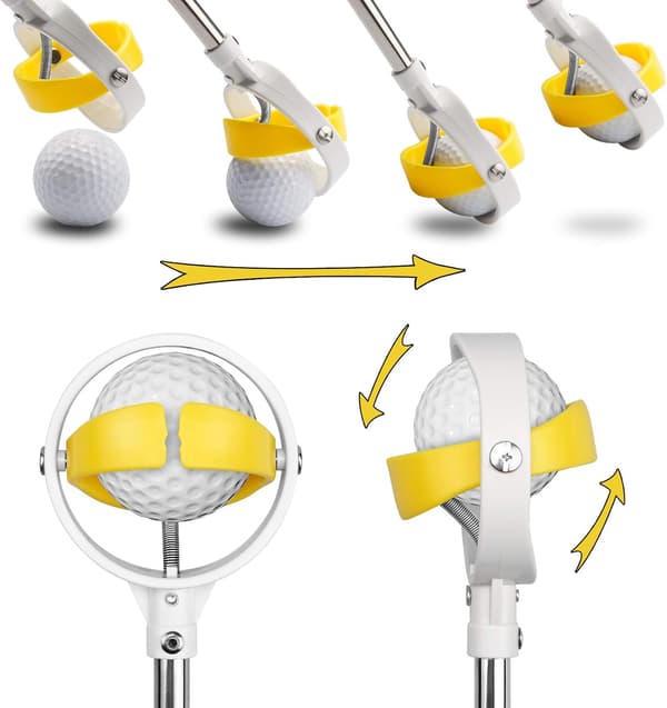 Teleskopisk golfboldopsamler i rustfrit stål til vand med golfboldputtergrebværktøj, golftilbehør golfgave