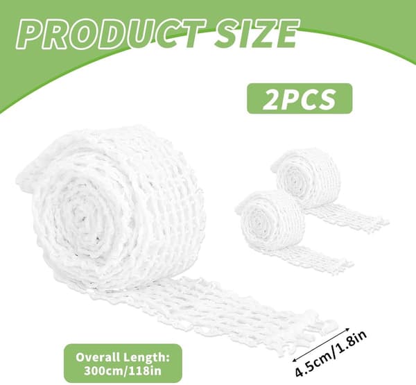 2 Meat Net Rolls - 3m Elastic Roasting Net, Sausage Net, Kitchen Twine - for Cooking, Smoking, Hanging Meat - White
