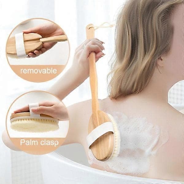 Naturlig træ badebruser kropsrygbørste skrub TOP massage
