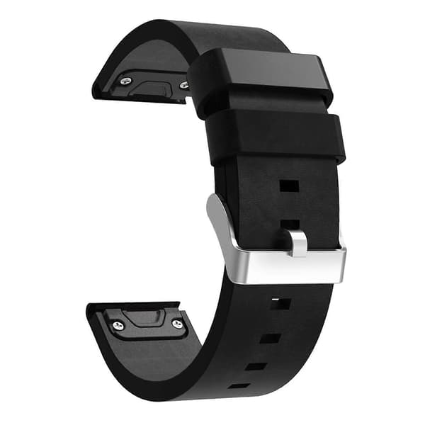 Til Garmin Fenix 3 Sapphire 26mm Læder Stålspænde Urrem Sort Black