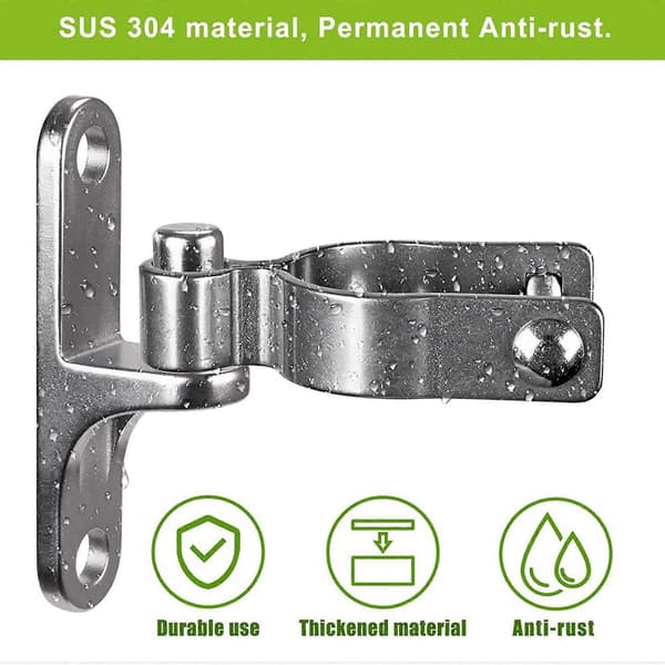 4-pack Wall Mounted Gate Hinge 1-3/8 Inch Farm Gate Hinge, 304 Stainless Steel Tube Gate Hinge, Fence Hinge Silver Silver