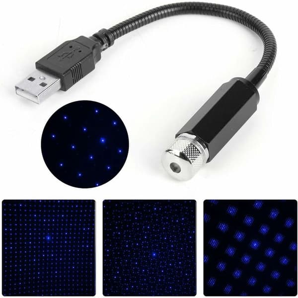 Bilhimlen, bilens indvendige belysning USB-omgivelseslys LED-loftatmosfærelys til biltag (lyslilla blå) KLB