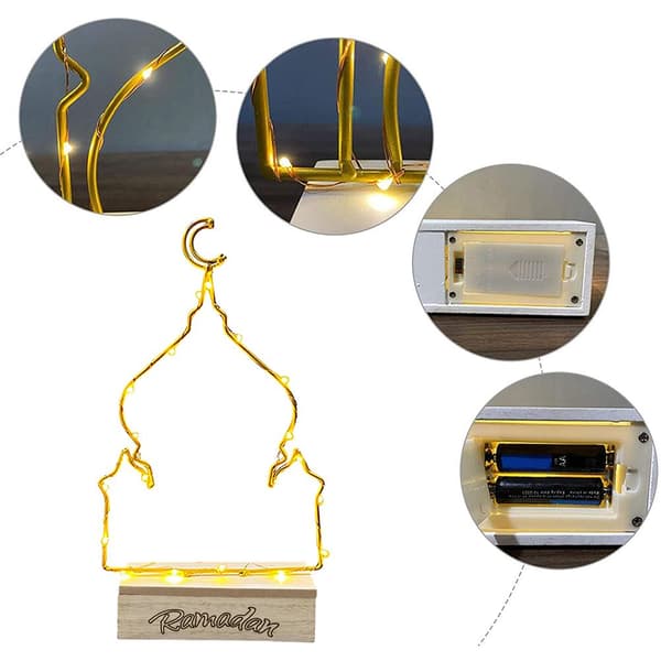 LED Eid Måneskinnslys Ramadan Mubarak Dekorative Lamper Allsidige Holdbare Jernpynt