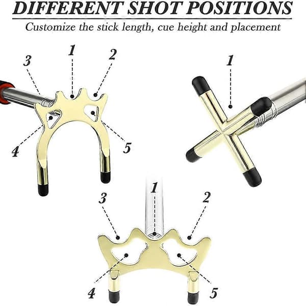 Retractable Billiard Cue Bridge with 3 Detachable Brass Bridge Heads, Pool Table Cue