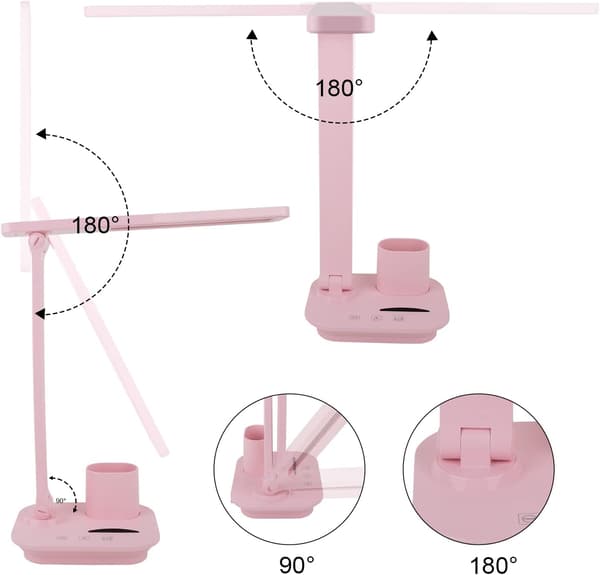Skrivebordslampe, studiebordslampe med pennholder, sengelampe med Ti